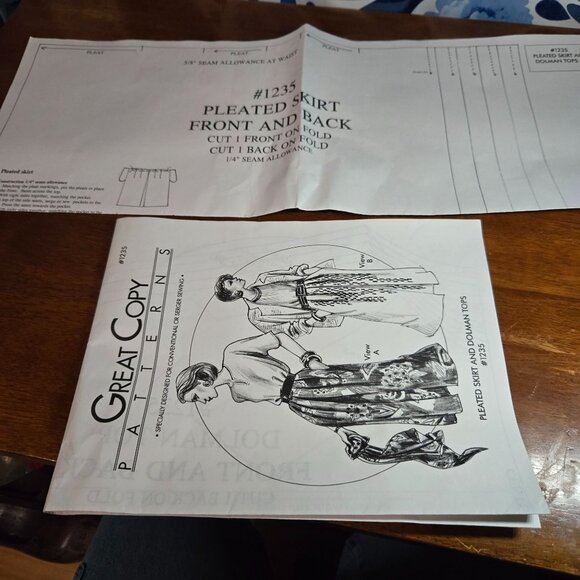 Great Copy Patterns 1235 sewing patterns Pleated Skirt, Dolman Tops UNCUT XS-XL - Picture 8 of 8